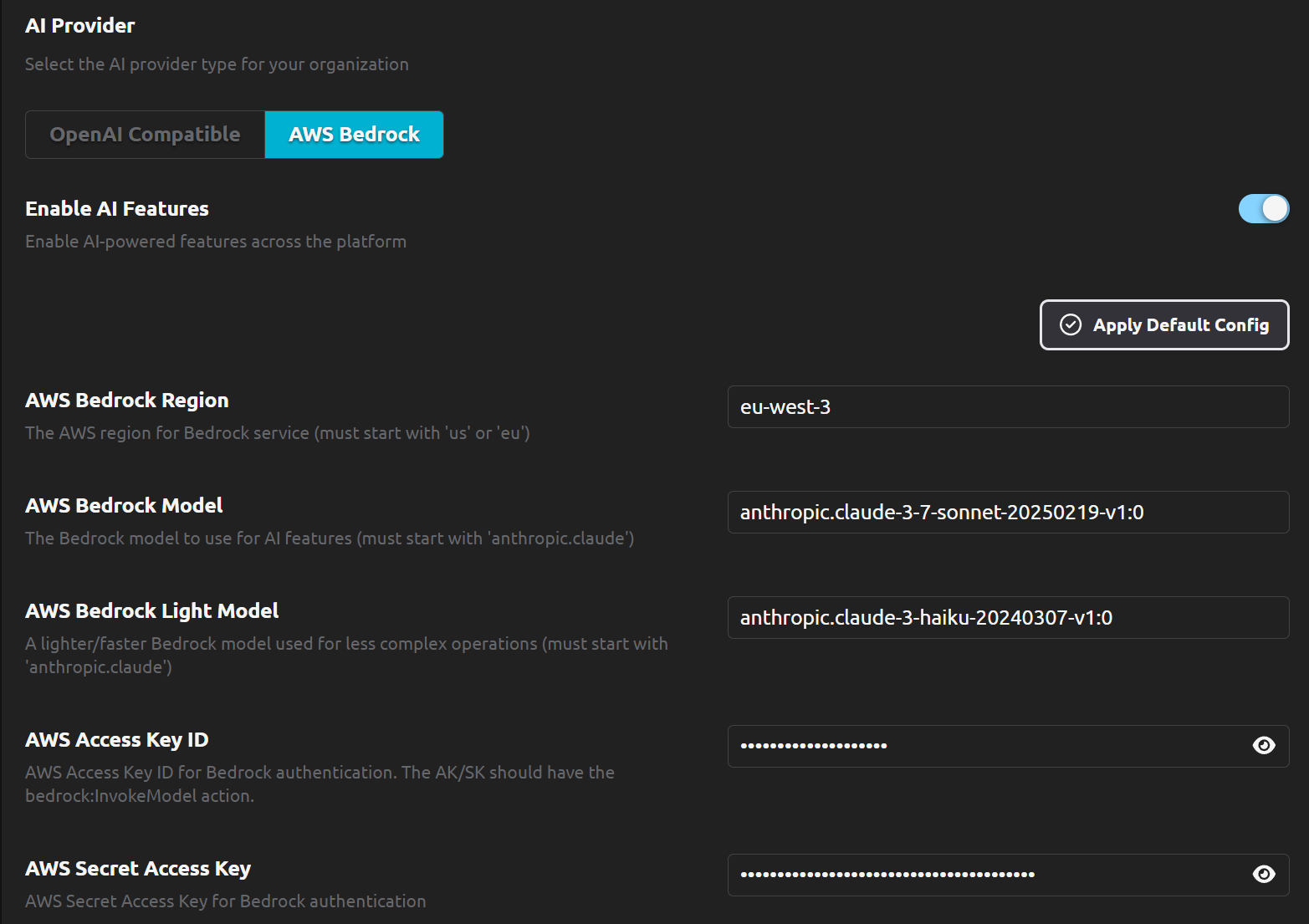 Screenshot of &quot;Bedrock Support&quot; on R2Devops