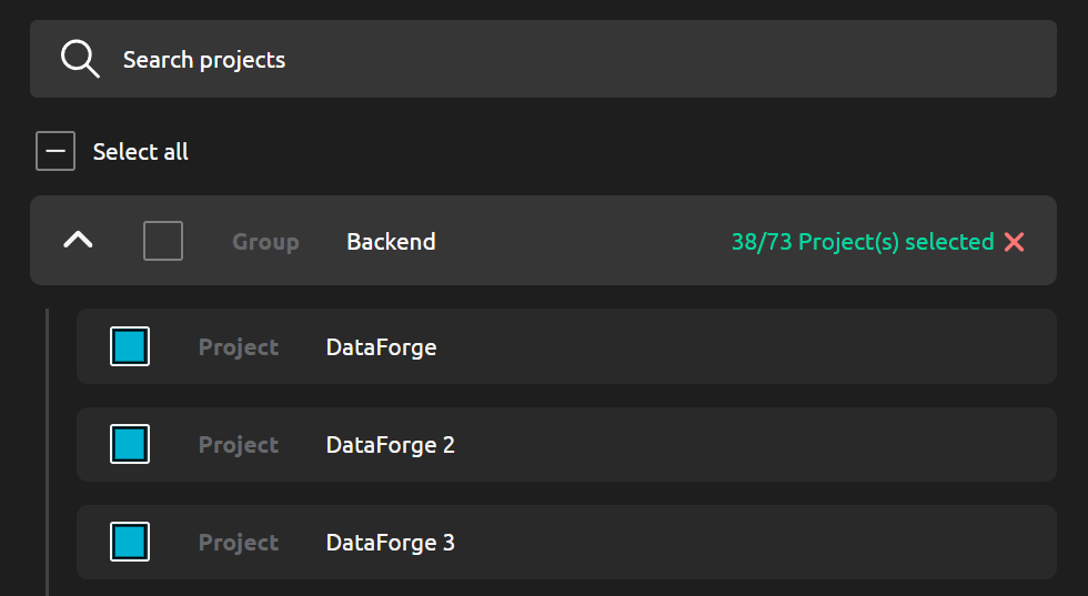 Screenshot of &quot;Project Selection&quot; on R2Devops